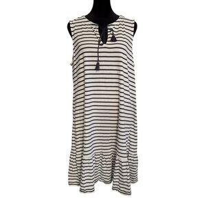Boden Navy and White Striped Dress Casual